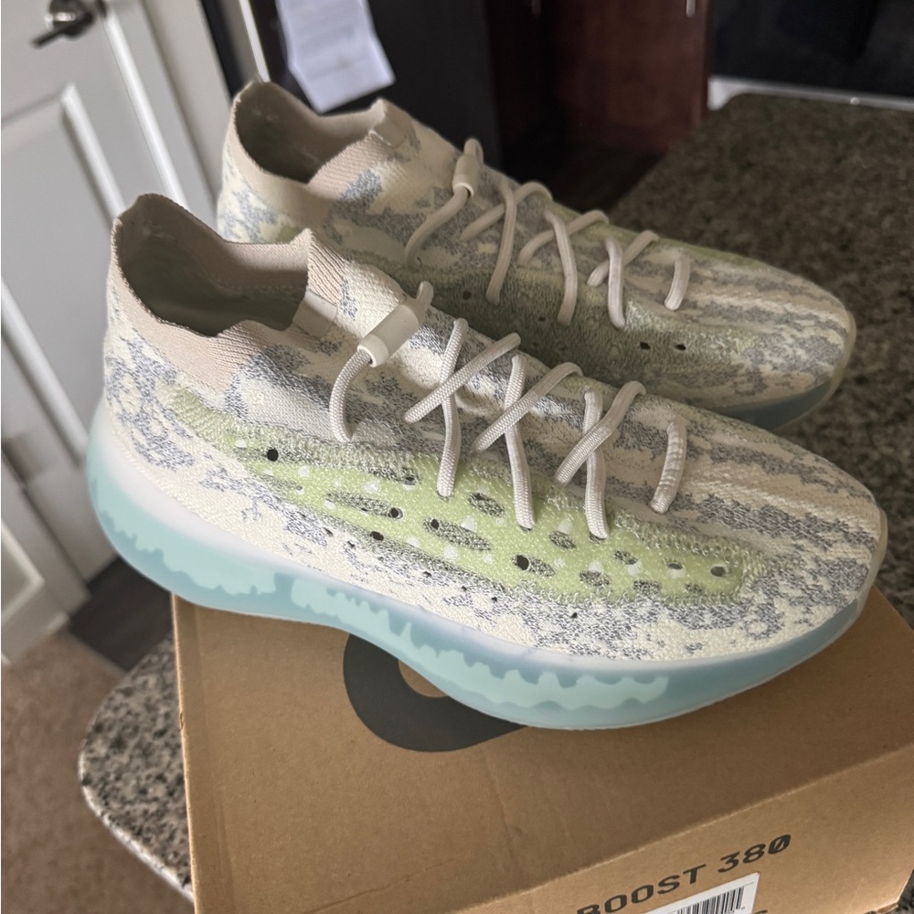 Adidas Yeezy Boost 380 Sneakers - Alien - Cream and Light Green